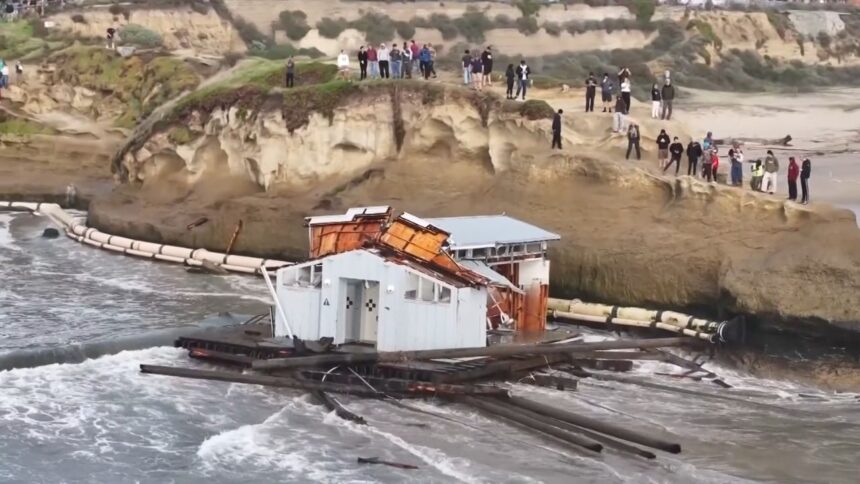 Three Workers Plunge Into The Ocean After The Santa Cruz Wharf