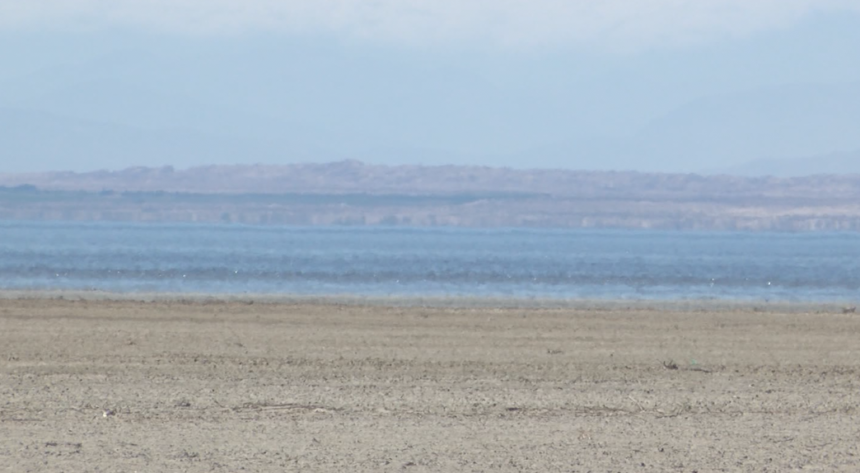 Receding shoreline of the Salton Sea.