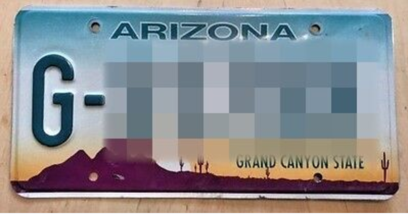 License plate of official unmarked vehicles