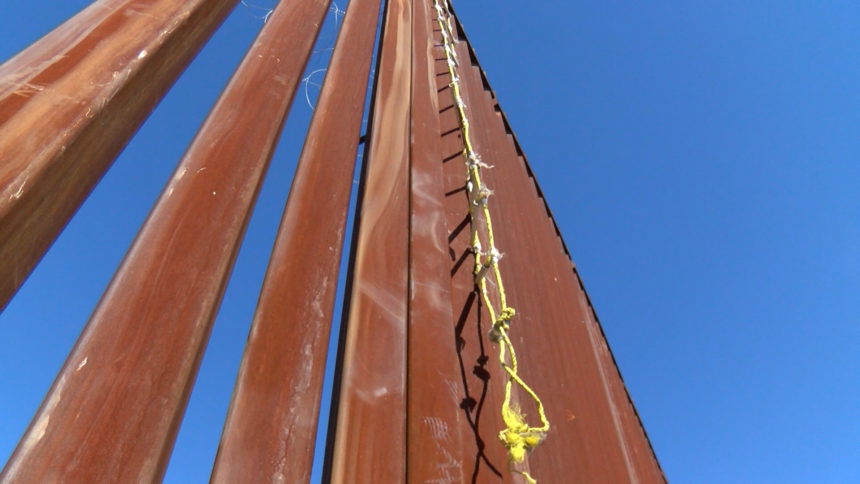 A Telemundo 3 crew ran into this rope ladder, removed from firefighters just minutes after we arrived. Rope ladders like this one have been used by human smugglers to get dozens of people across the new border wall.