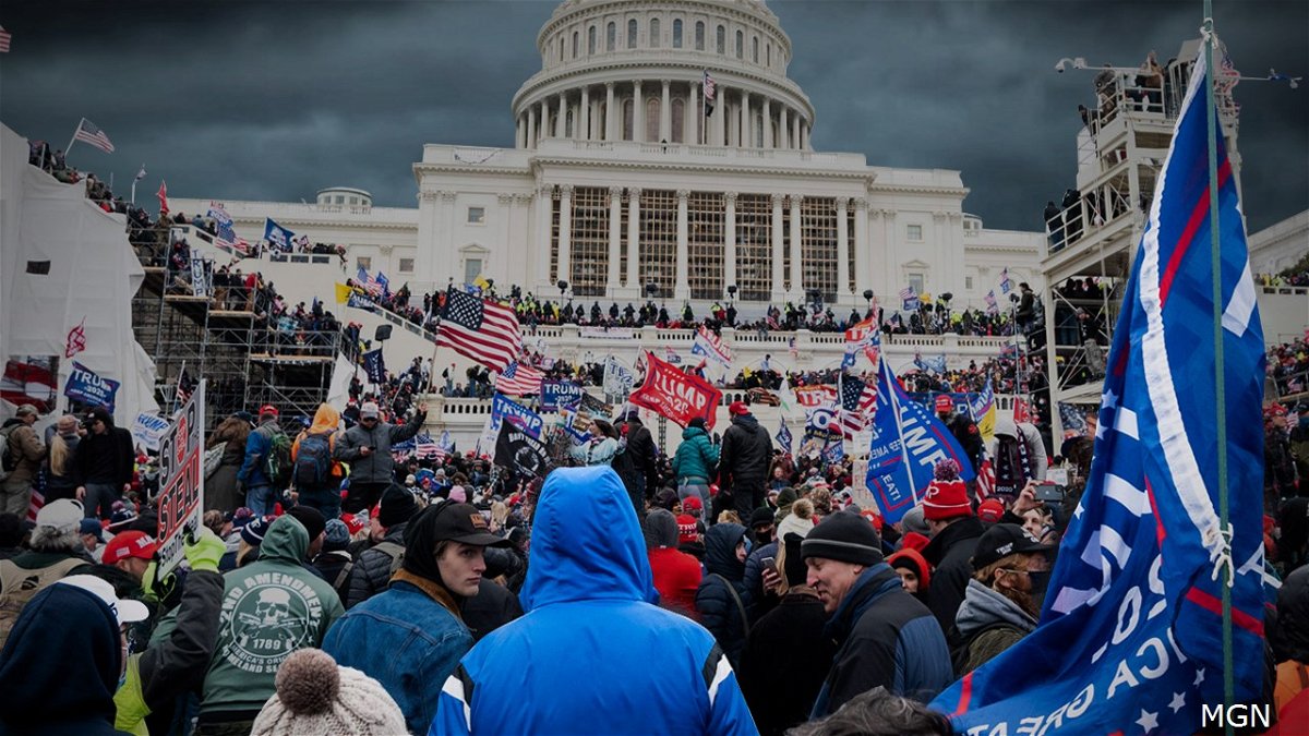 Protestors amass on the steps of the U.S. Capitol on January 6, 2021