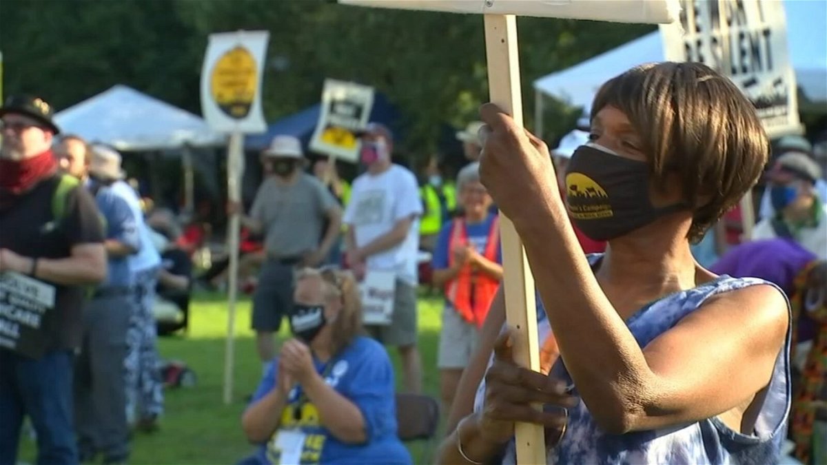 <i>WTVD</i><br/>Dozens of low-wage tenants came out on JUne 21 to the Moral Monday rally on Halifax Mall as Raleigh