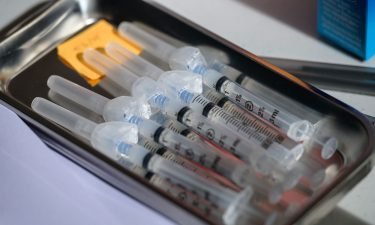 Syringes with the Moderna Covid-19 vaccine lay on a table at a pop up vaccine clinic at the Jewish Community Center on April 16 in the Staten Island borough of New York City.