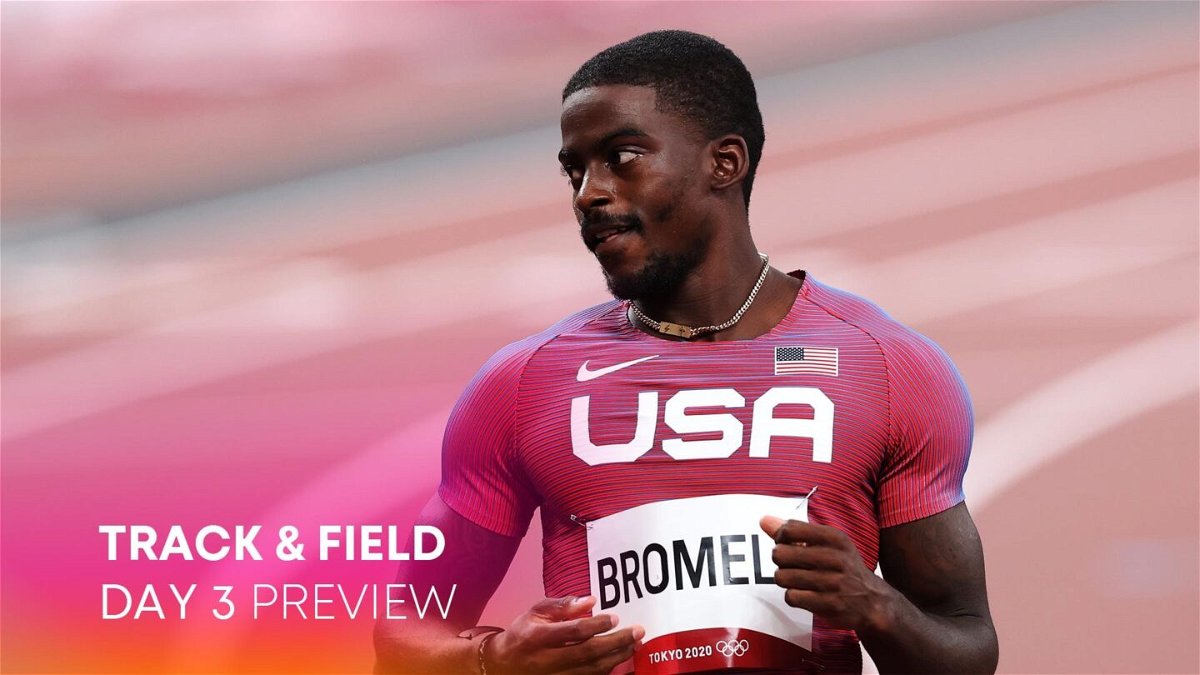 Trayvon Bromell of United States competes in the heats of the Men's 100m on day eight of the Tokyo 2020 Olympic Games