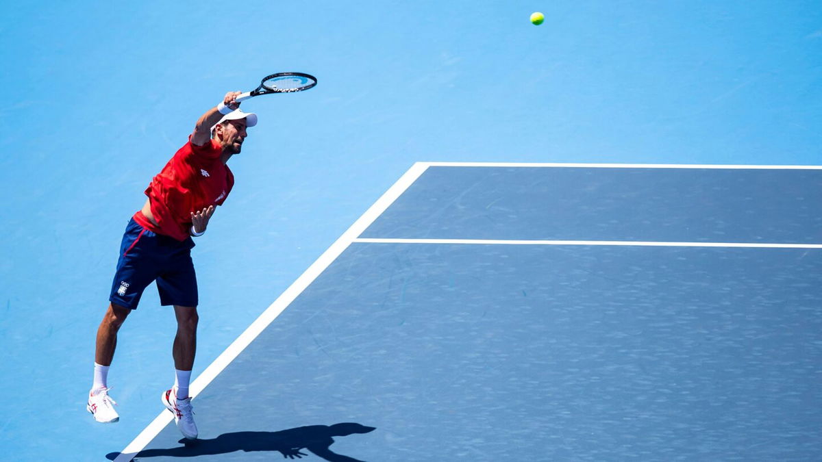 Novak Djokovic competes in Tokyo