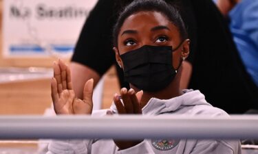 Simone Biles watches individual all-around final