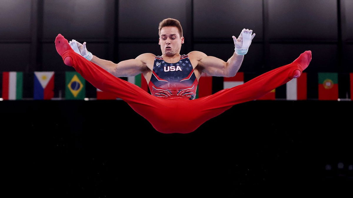 Sam Mikulak on high bar