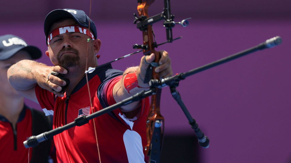 Brady Ellison competes in Tokyo