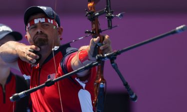 Brady Ellison competes in Tokyo