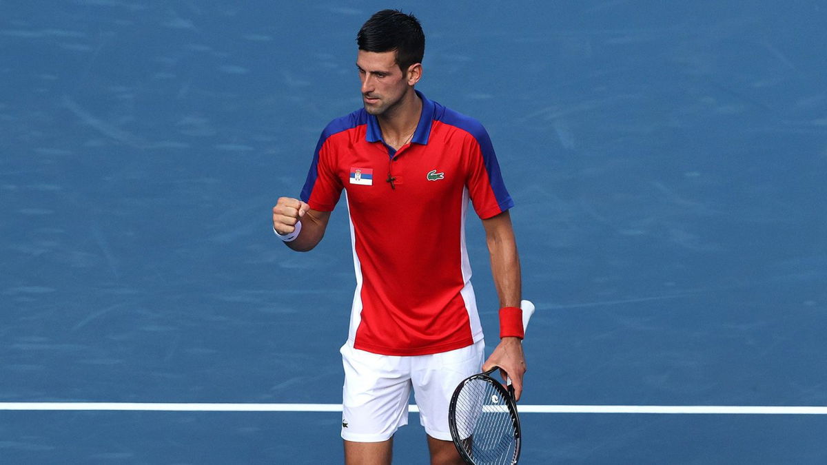 Novak Djokovic competes in Tokyo