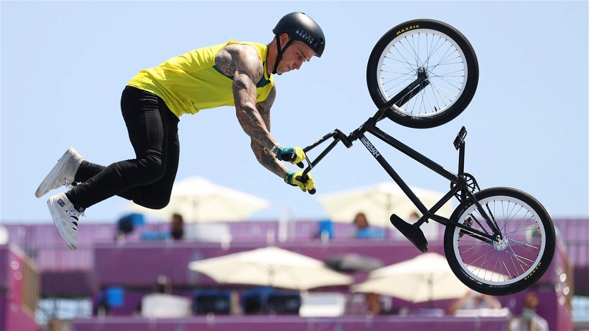 Logan Martin competes in the men's BMX freestyle final