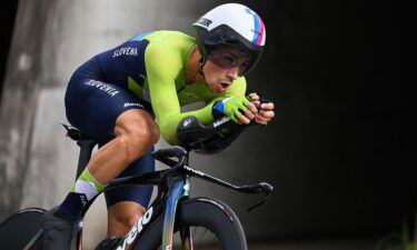 Slovenia's Primoz Roglic competes in the men's cycling road individual time trial during the Tokyo 2020 Olympic Games