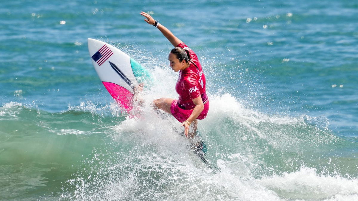 Carissa Moore competes in Tokyo