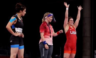 Adeline Gray won twice Saturday night to reach the Olympic wrestling semifinals