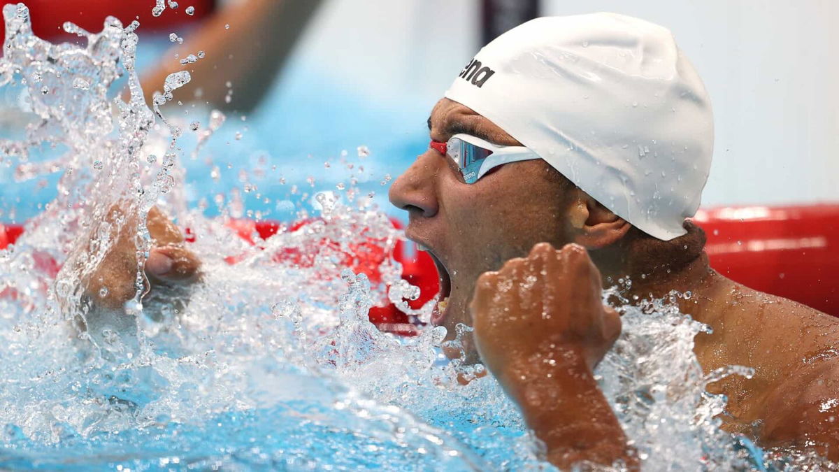 Ahmed Hafnaoui Tunisia Swimming Celebrate