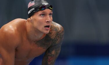 Caeleb Dressel prepares to race the men's 100m freestyle on Day 6 at the Tokyo Olympics.