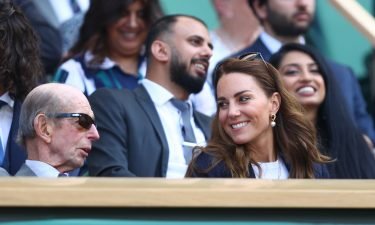 The Duchess of Cambridge is pictured at Wimbledon's Centre Court on July 2. She is self-isolating after coming into contact with someone who has since tested positive for Covid-19