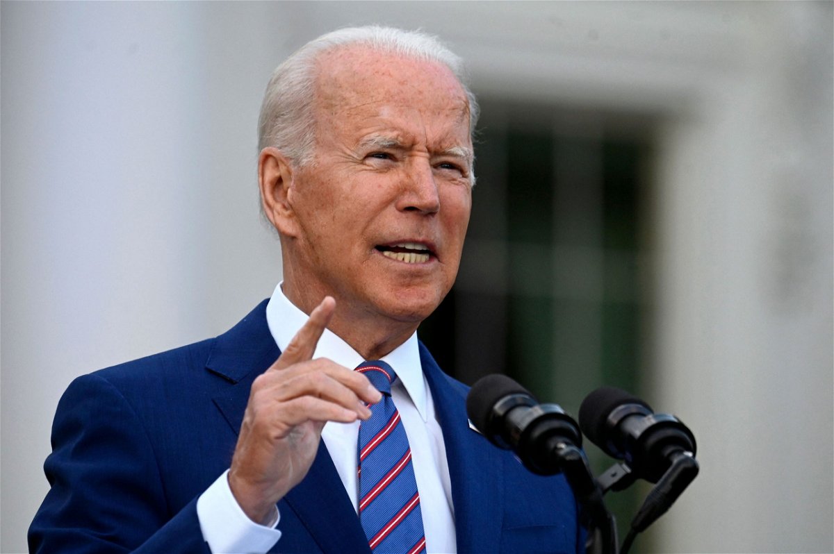 <i>Andrew Caballero-Reynolds/AFP/Getty Images</i><br/>US President Joe Biden speaks during Independence Day celebrations on the South Lawn of the White House in Washington