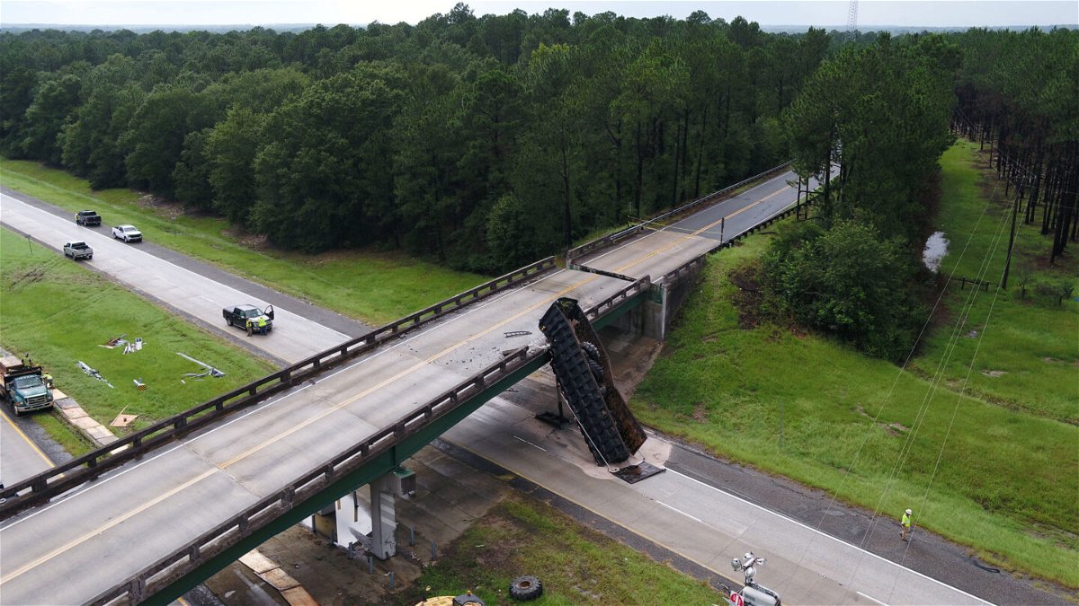 <i>Georgia Department of Transportation</i><br/>A bridge that runs over a portion of Interstate 16 in Georgia will have to be demolished in order to reopen the major roadway after a large dump trailer slammed into it overnight