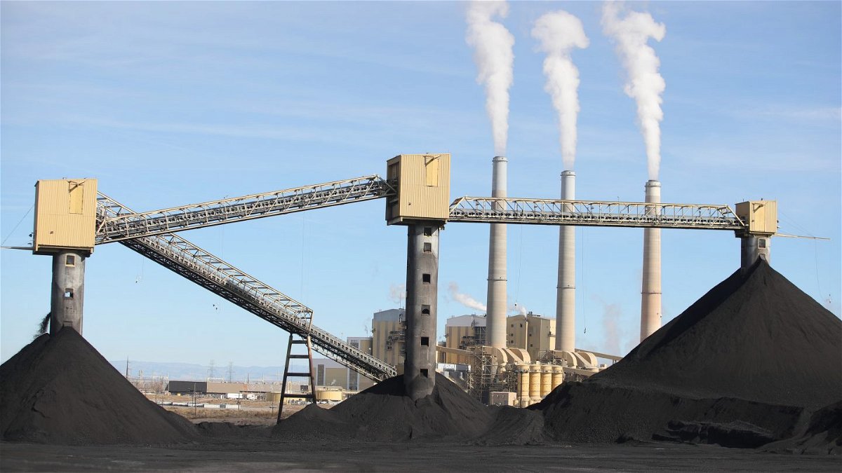<i>George Frey/AFP/Getty Images</i><br/>A coal-fired power plant is seen in Utah in 2019. The Environmental Protection Agency announced July 26 plans to strengthen limits on coal-fired power plant pollution.
