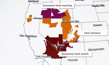 Current heat alerts are shown in the Western US.