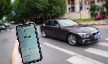 The Didi ride-hailing app on a smartphone arranged in Beijing