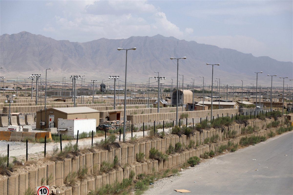 <i>Rahmat Gul/AP</i><br/>Blast wallls and a few buildings can be seen at the Bagram air base after the American military left.