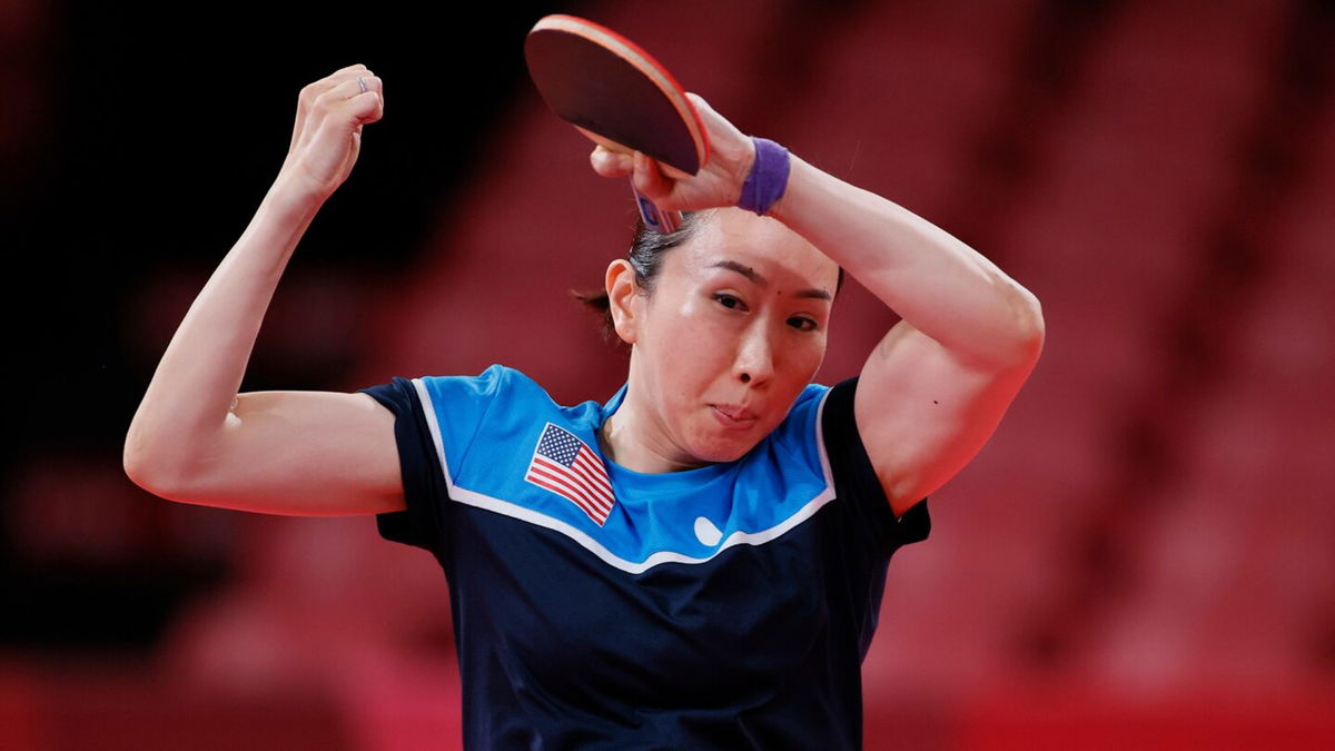 Liu Juan in action in the women's table tennis third round.