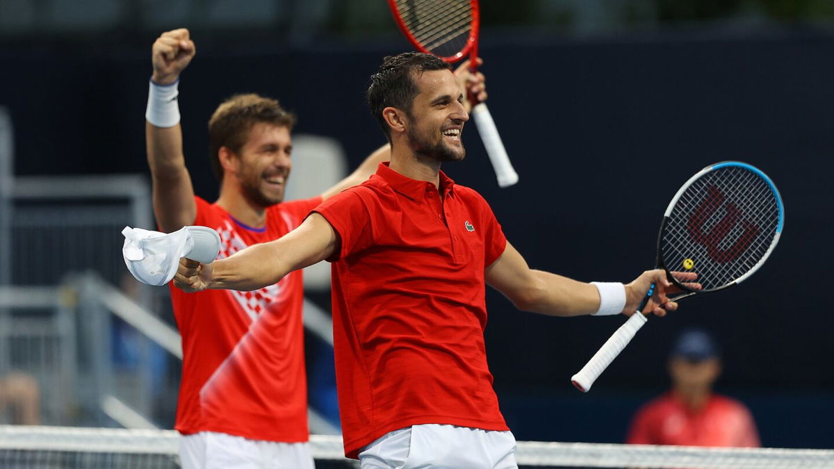 Mektic and Pavic celebrate during their semifinal win.