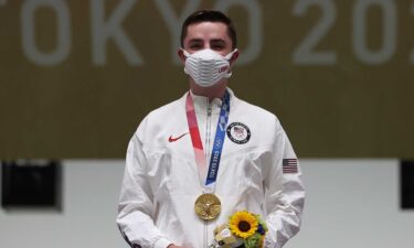 William Shaner of Team USA receives his gold medal