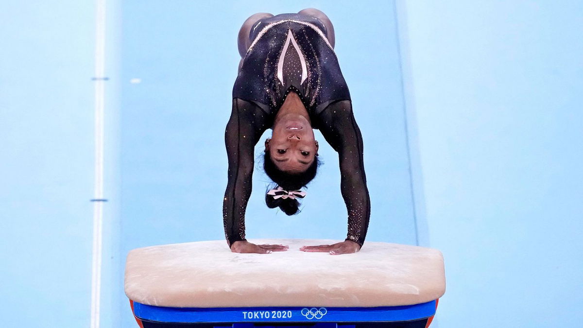 Podium Training: Biles practices Yurchenko double pike