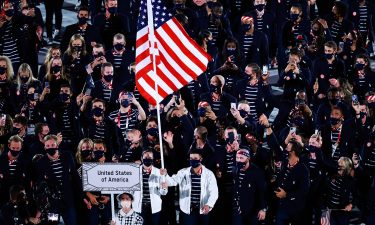 Team USA flagbearers mic'd up during Opening Ceremony