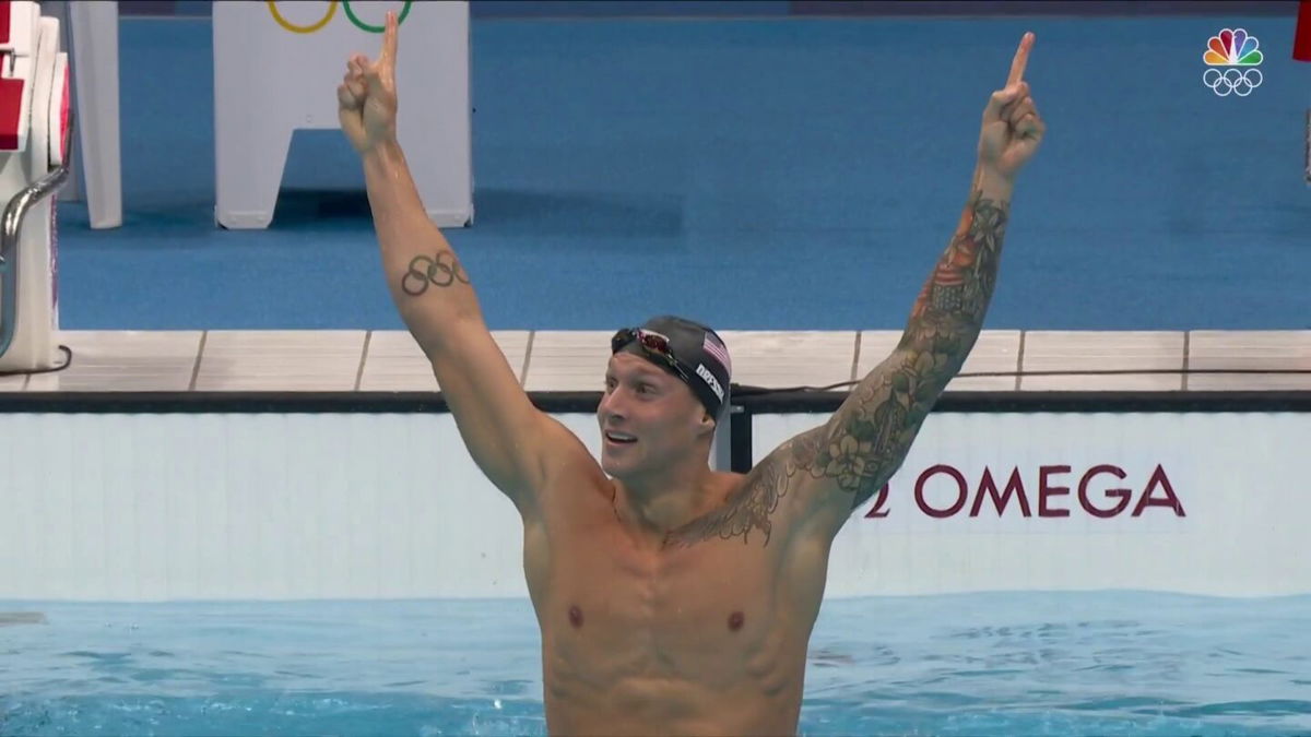 Caeleb Dressel emotional after winning 100m freestyle gold