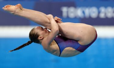 Krysta Palmer of Team United States competes during the Women's 3m Springboard Preliminary round on day seven of the Tokyo 2020 Olympic Games