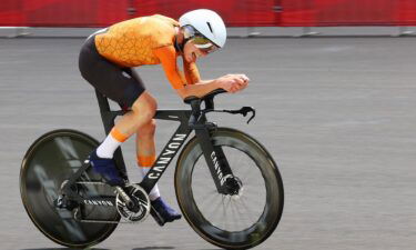 Netherlands' Annemiek Van Vleuten competes in the women's cycling road individual time trial