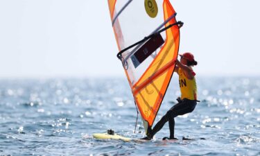 China's Lu Yunxia competes in the windsurfing (RS:X) class