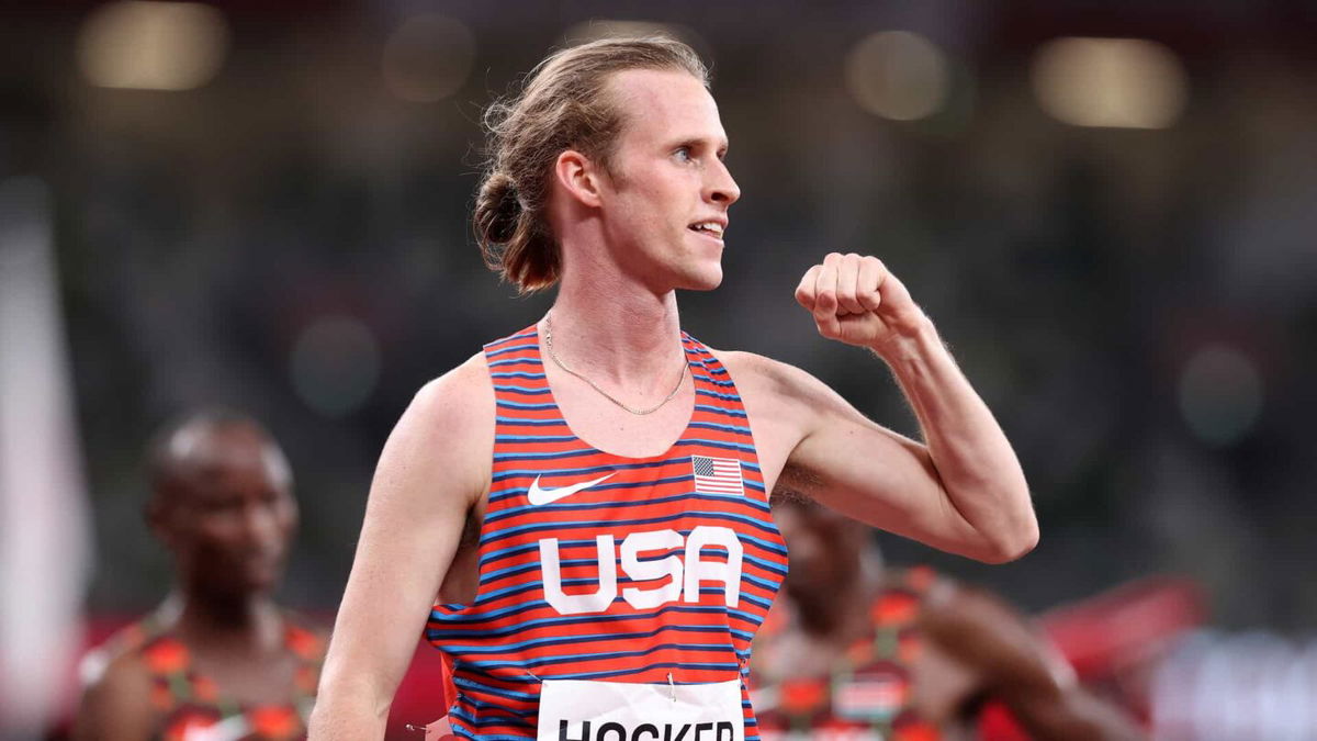 Cole Hocker competes in the men's 1500m semifinals at the 2020 Tokyo Olympic Games.