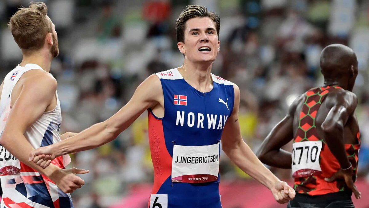 Norway's Jakob Ingebrigtsen wins the men's 1500m final at the 2020 Tokyo Olympic Games.