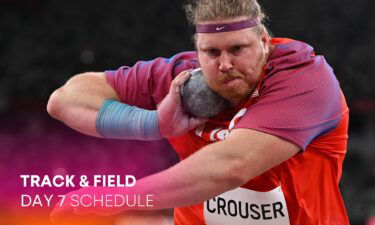 USA's Ryan Crouser competes in the men's shot put qualification during the Tokyo 2020 Olympic Games at the Olympic Stadium in Tokyo