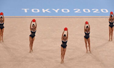 Bulgaria competes in rhythmic gymnastics