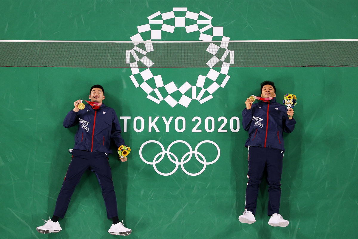 Chinese Taipei men's badminton gold medalists Wang Chi-Lin