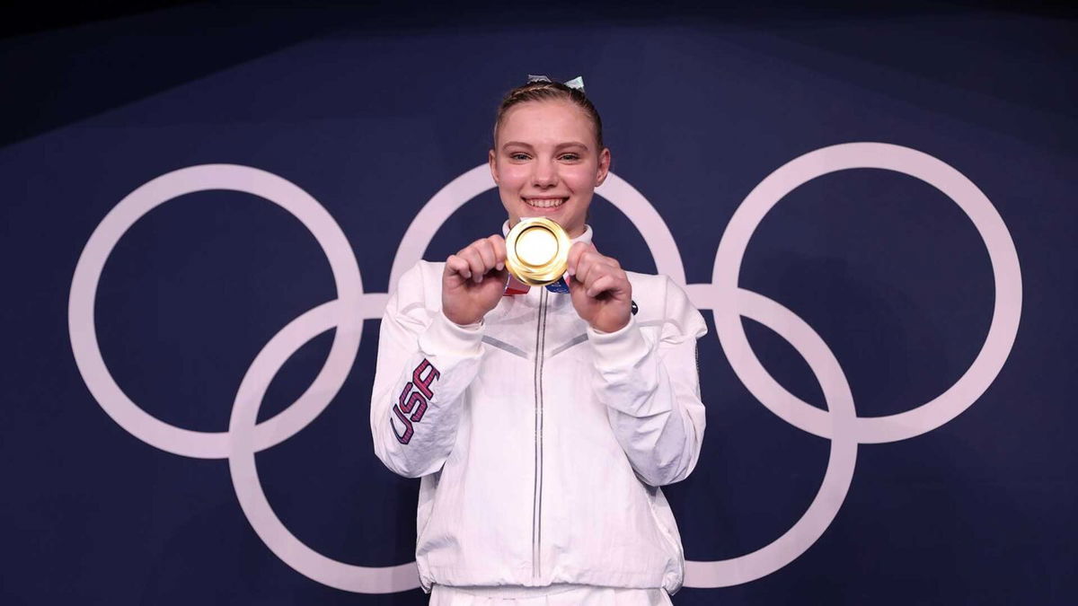 Reunited: Jade Carey wins gold