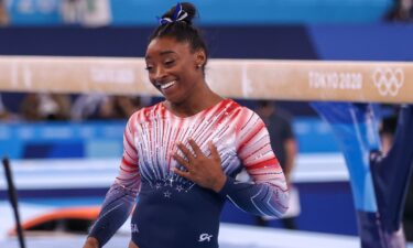 Simone Biles competes during the Women's Balance Beam Final