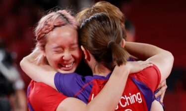 Hong Kong celebrates winning women's team bronze in table tennis at the 2020 Olympics