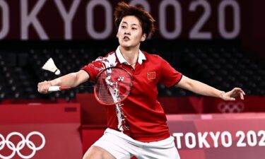 Chen Yufei of Team China competes against An Seyoung of Team South Korea during their Women's Singles Quarterfinal badminton match on day seven of the Tokyo 2020 Olympic Games