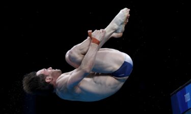 Tom Daley of Team Great Britain competes in the Men's 10m Platform preliminaries on day fourteen of the Tokyo 2020 Olympic Games