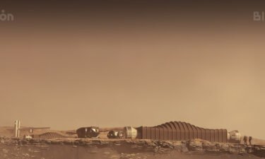 This is a rendering of the Mars Dune Alpha module as it would appear on the red planet.