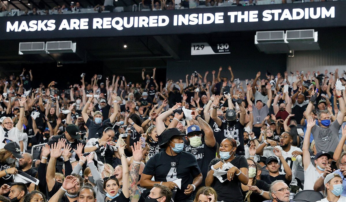 <i>Ethan Miller/Getty Images</i><br/>Fans do the wave during a preseason game between the Seattle Seahawks and the Las Vegas Raiders at Allegiant Stadium on August 14 in Las Vegas