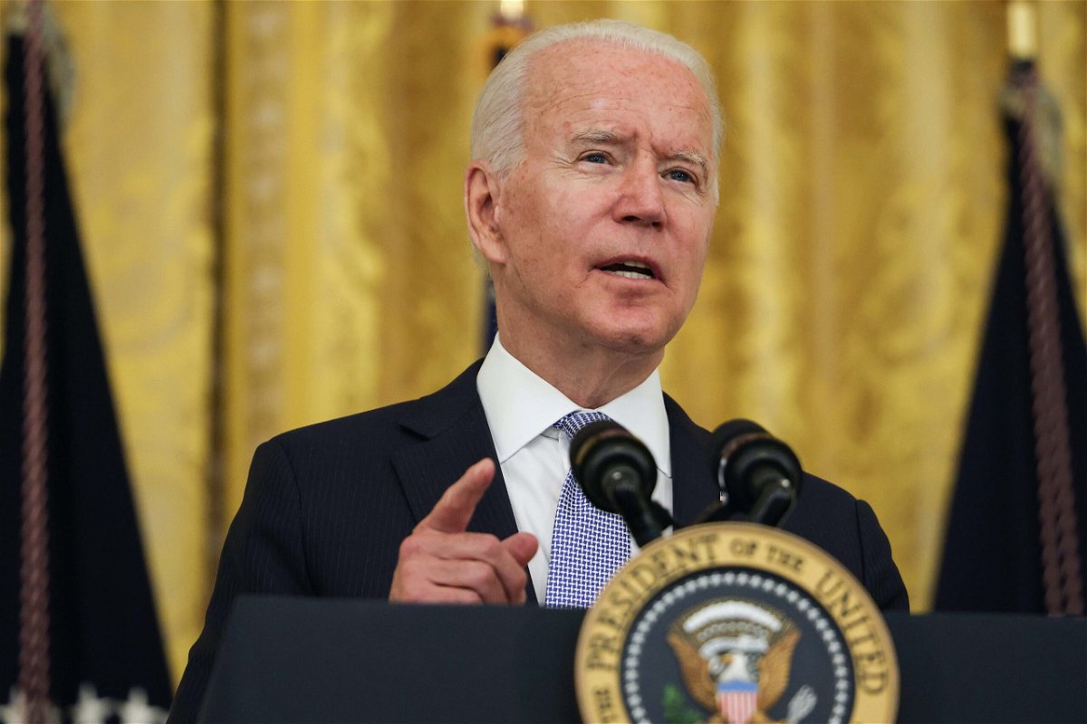 <i>Anna Moneymaker/Getty Images</i><br/>The White House once again makes Covid-19 the focus of Biden's schedule amid a new spike in cases. Biden here speaks at the White House on July 29