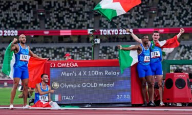 Italy's gold-medal winning 4x100 relay team
